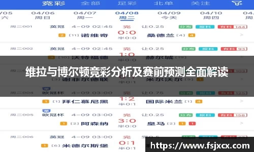 维拉与博尔顿竞彩分析及赛前预测全面解读